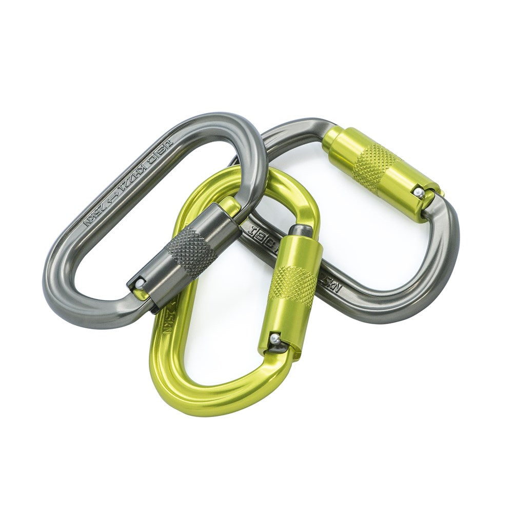 Al Oval Karabiner Supersafe 3pk Lemon/Titanium/Grey