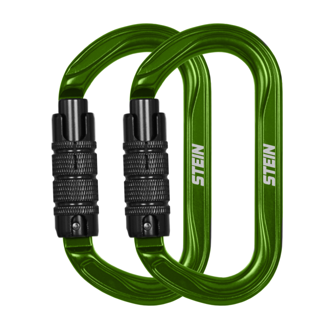 SECURA Oval Aluminium Karabiner Green Twin Pack