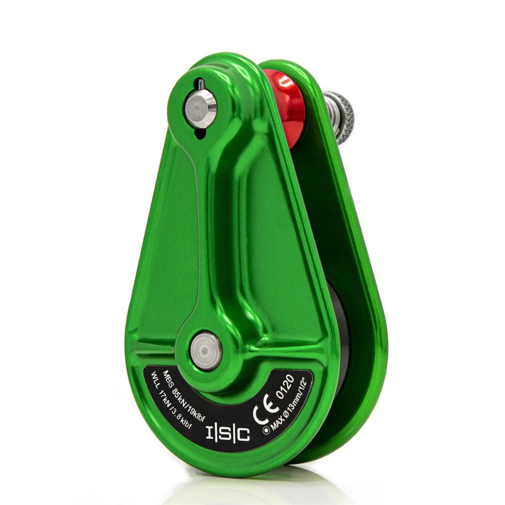 Compact Rigging Pulley upto 13mm Rope 85kN Green/Grey Wheel